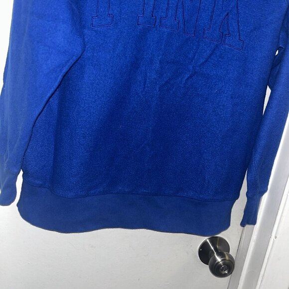 PINK Victoria Secret Blue Crew Neck Long Sleeve Fleece Pullover Sweater Size XS - Picture 4 of 7